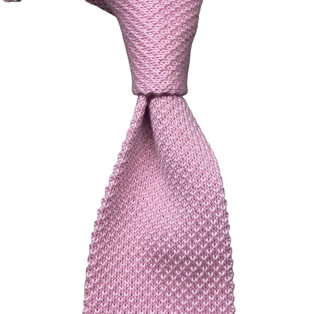 Vintage Nordstrom Square Knit Tie Mens Pink USA Skinny‎ Cotton Preppy Wedding
